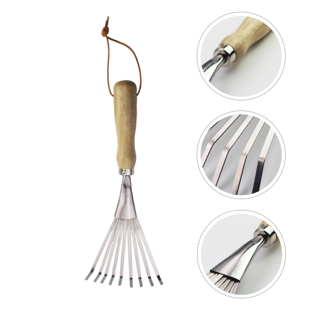 1pc Garden Rake Stainless Steel Rake Cultivation Tool Soil Digging Tool