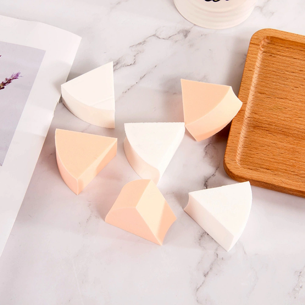 Makeup Puff Sponge Cosmetics Puff Skin-friendly Six Slices Triangle Puff Foundation Sponge Powder Puff Makeup Puff Dry Wet Use for Applying Loose Powder Pressed Powder with a Storage Box