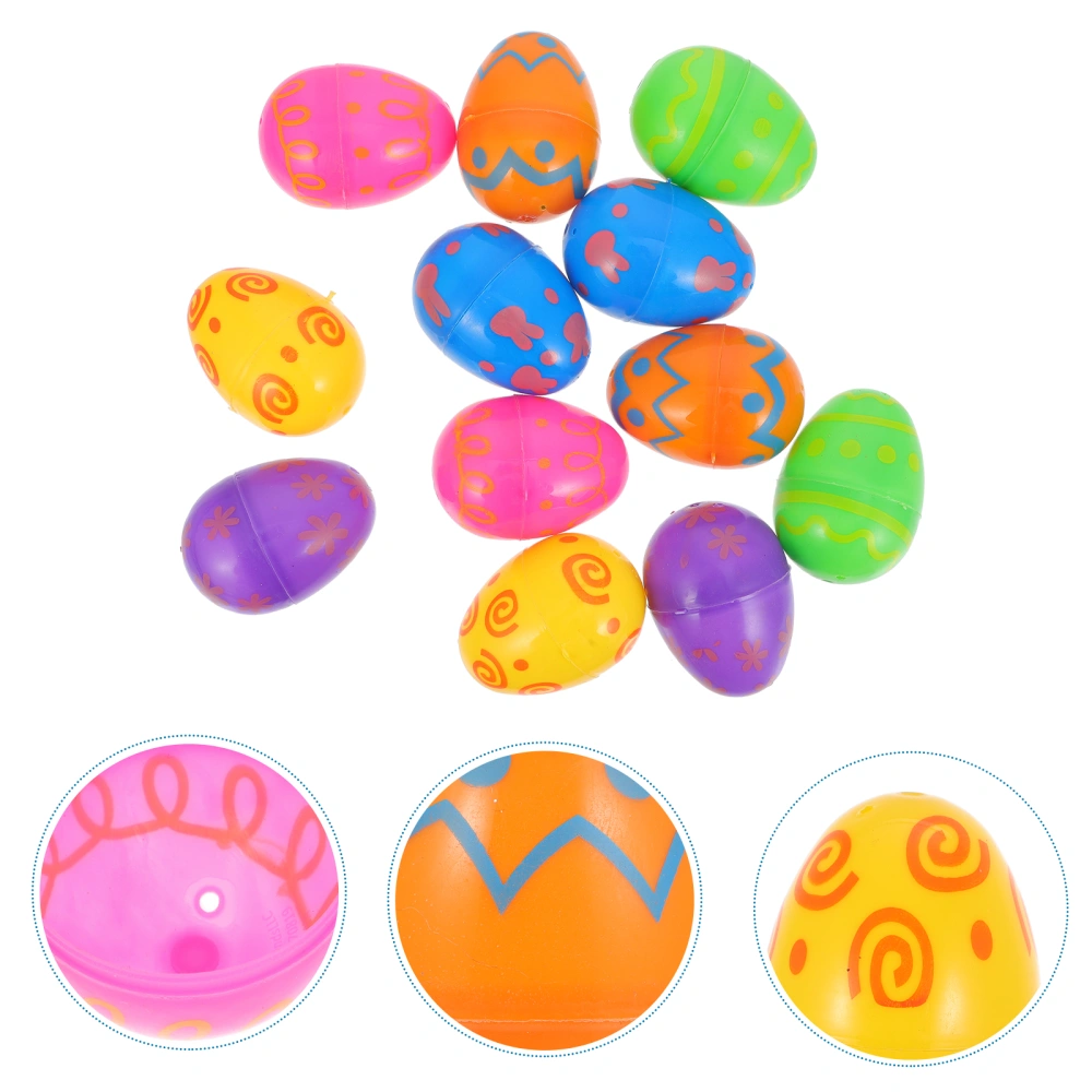 12pcs Party Bright Plastic Easter Eggs Festival Fillable Easter Eggs Ornament