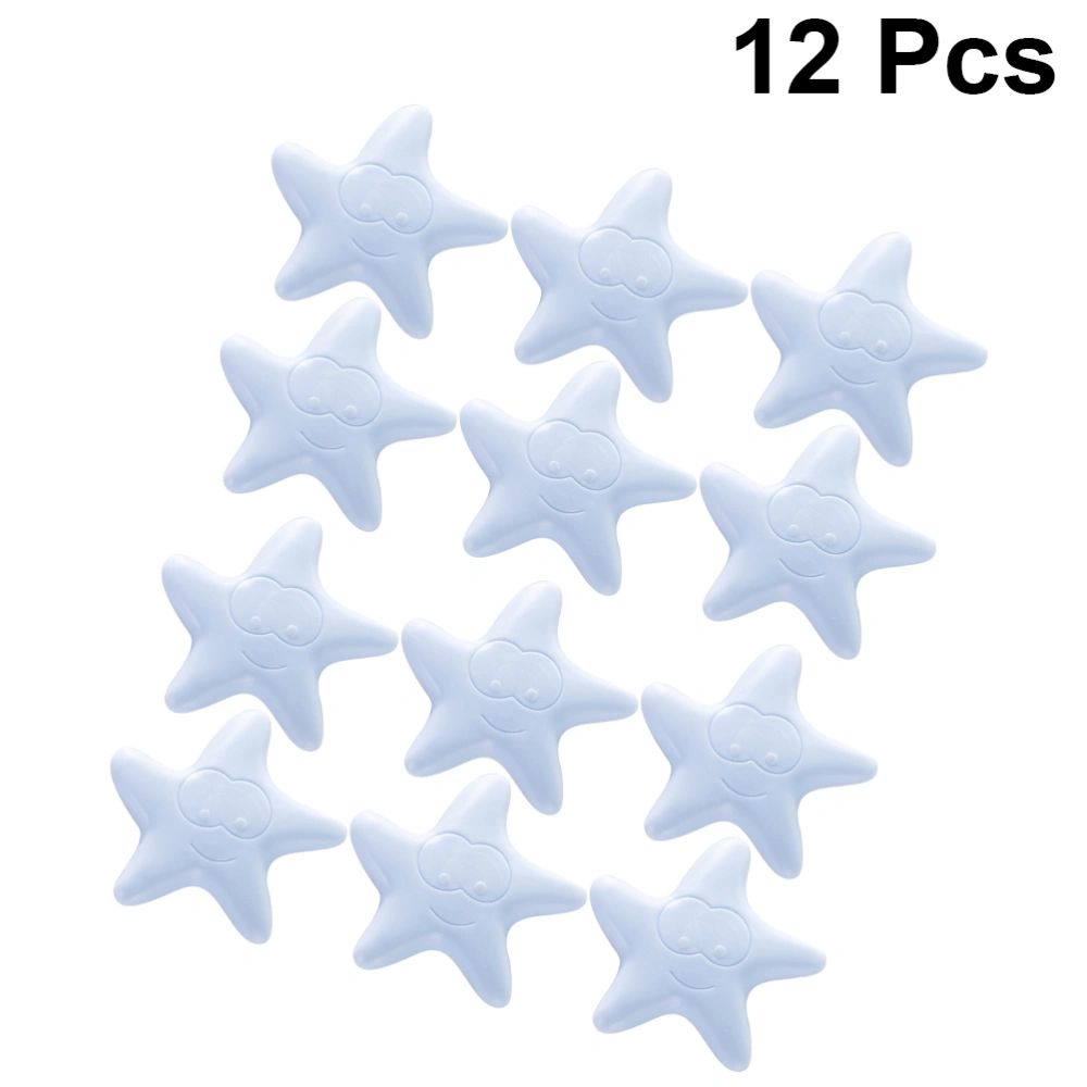 12Pcs Sea Star Shaped Multifunctional Door Knob Crash Pad Wall Mute Bumper Pad (Sky Blue)