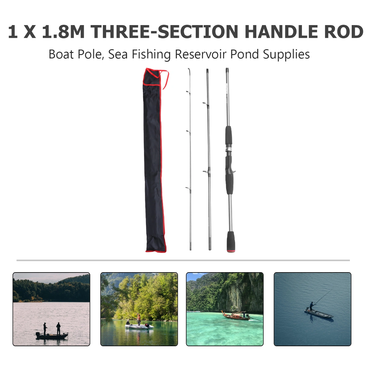 1.8M New Three-Section Telescopic Fishing Rod for Saltwater Fishing (Silver)