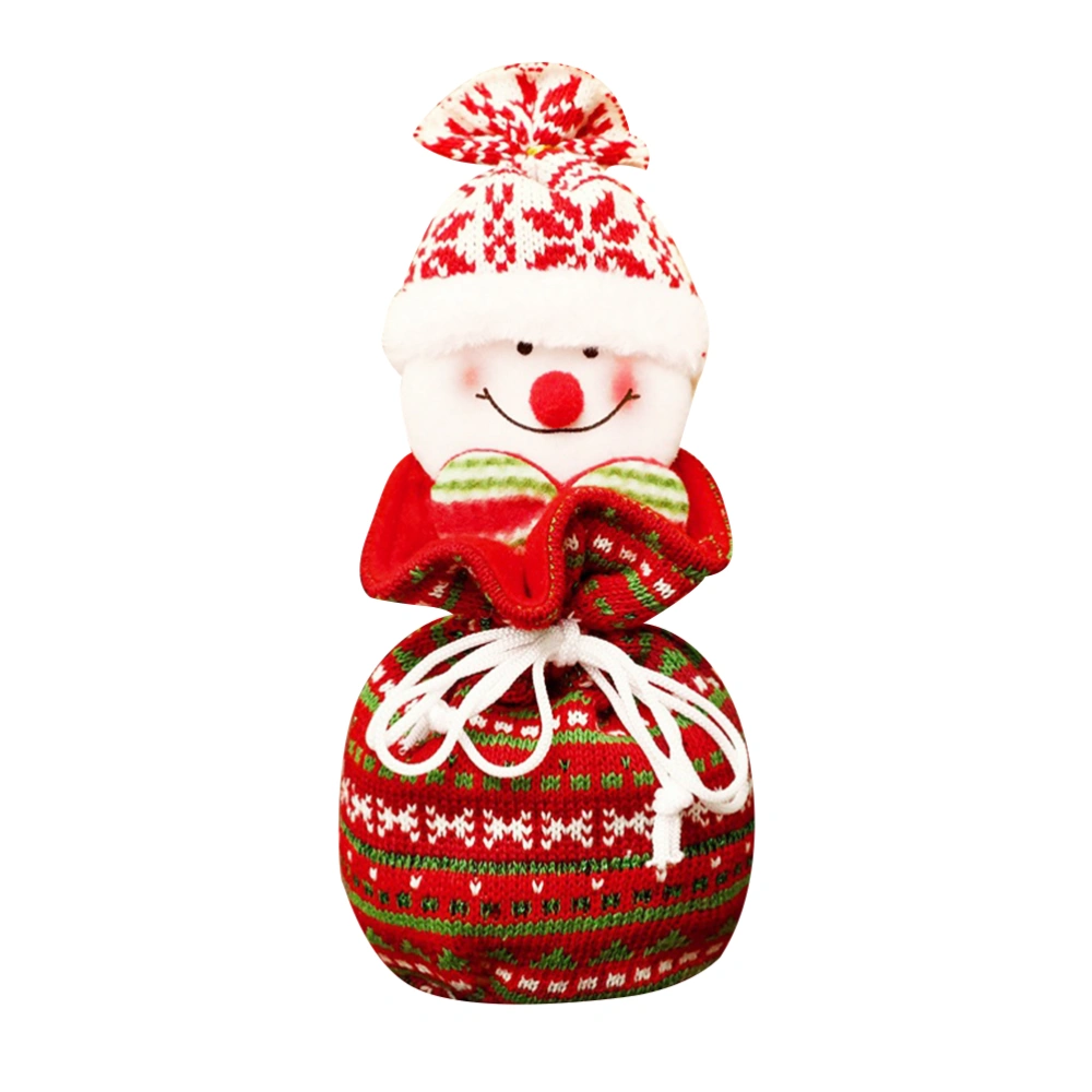 1PC Portable Knitted Christmas Apple Bags Adorable Gift Bags Kids Candy Storage Bag Hanging Ornament (Snowman)