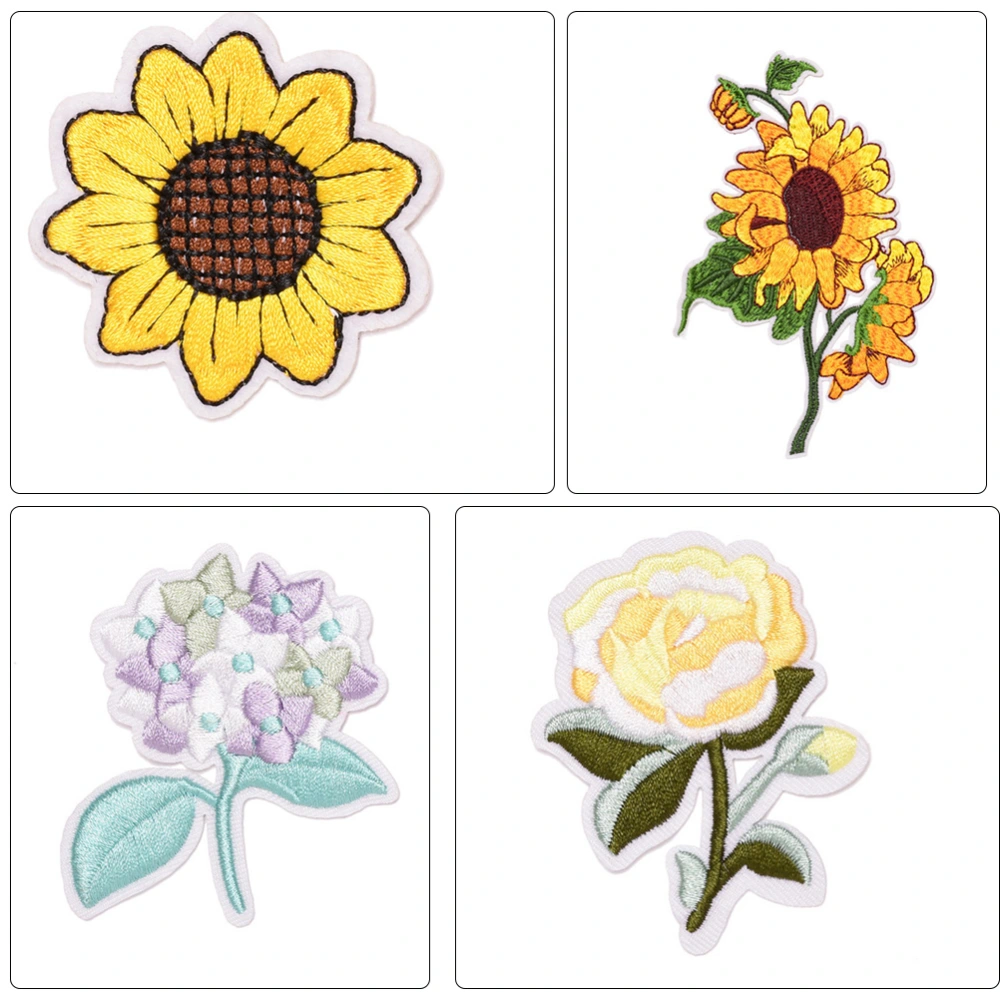 7pcs Exquisite Embroidery Patches Assorted Flower Patterns Cloth Stickers