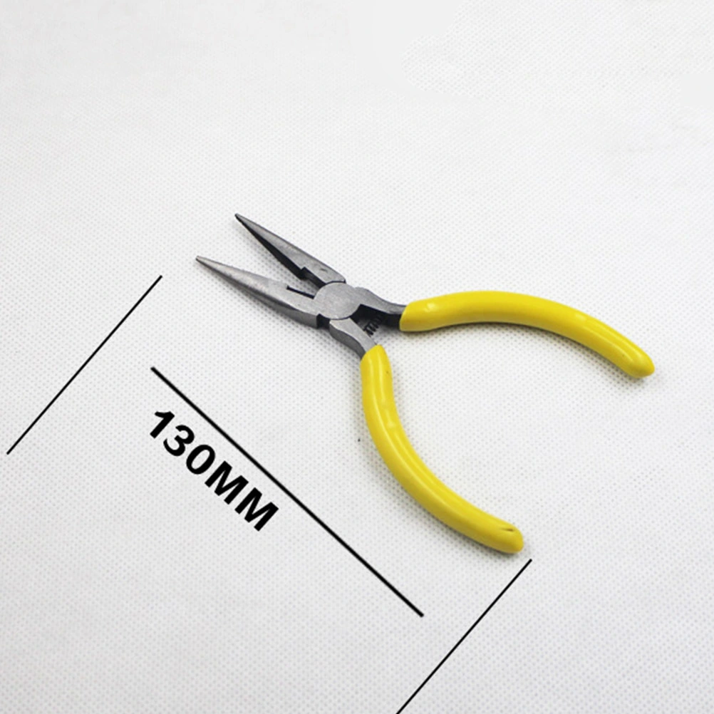 Mini Needle Nose Jewelry Pliers Practical DIY Jewelry Handmade Carbon Steel Tool with Comfort Molded Handle (Yellow)