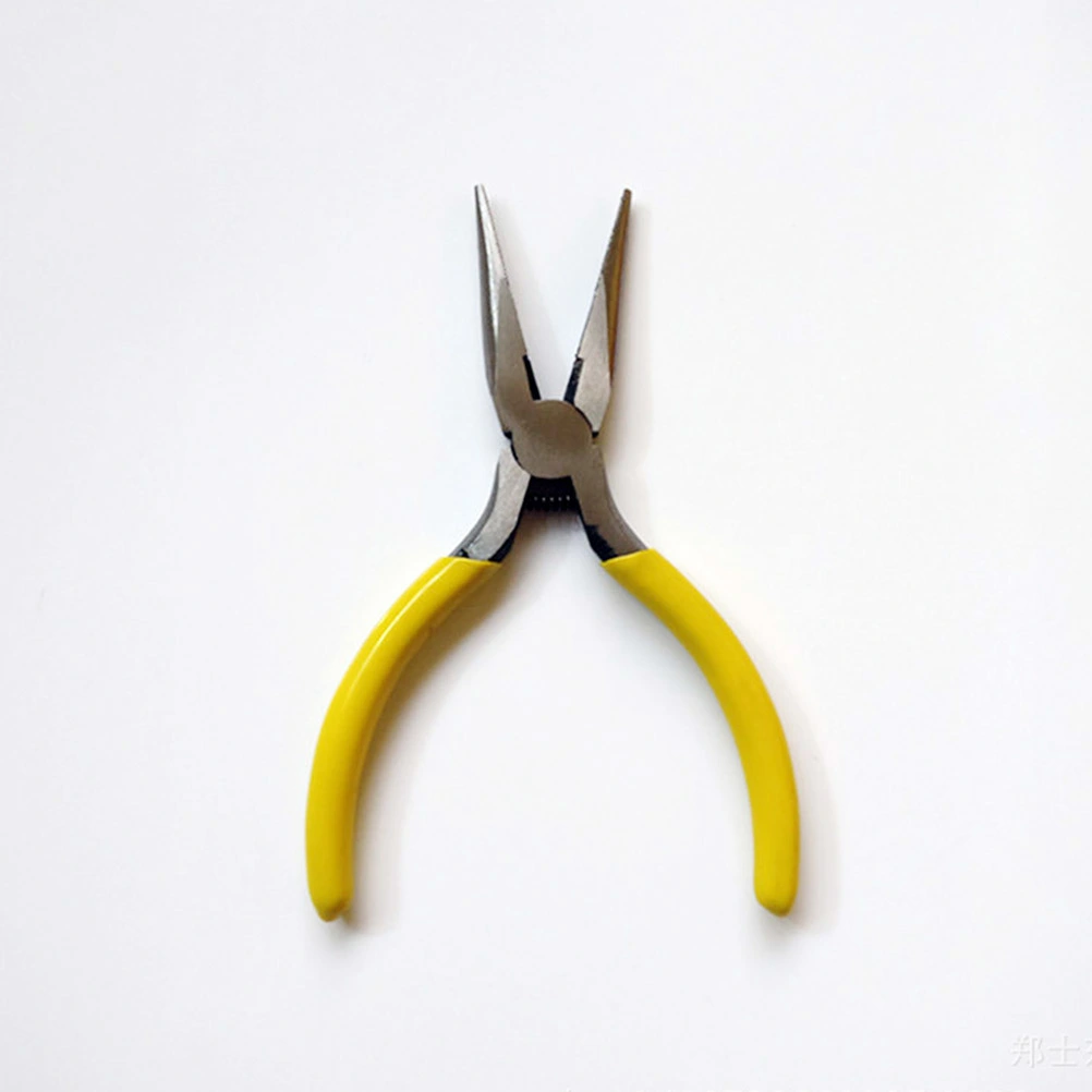 Mini Needle Nose Jewelry Pliers Practical DIY Jewelry Handmade Carbon Steel Tool with Comfort Molded Handle (Yellow)