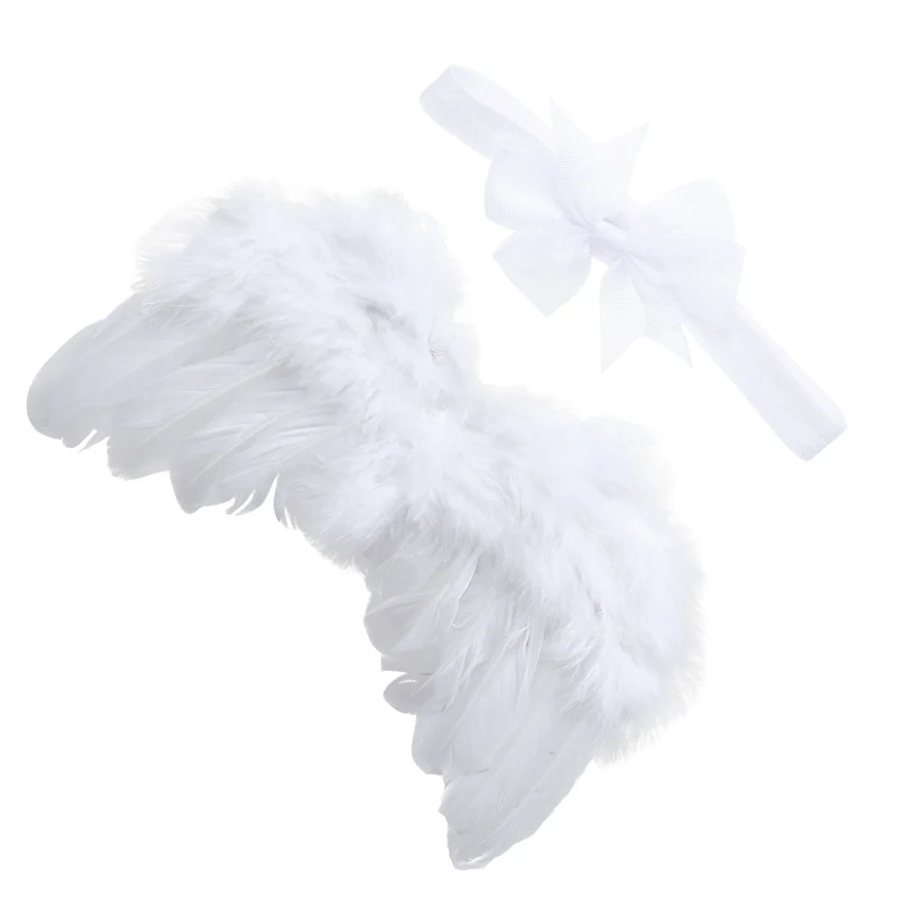 1 Set Angel Dress up Kit White Angel Wings Angel Headband for Kids Party Costume