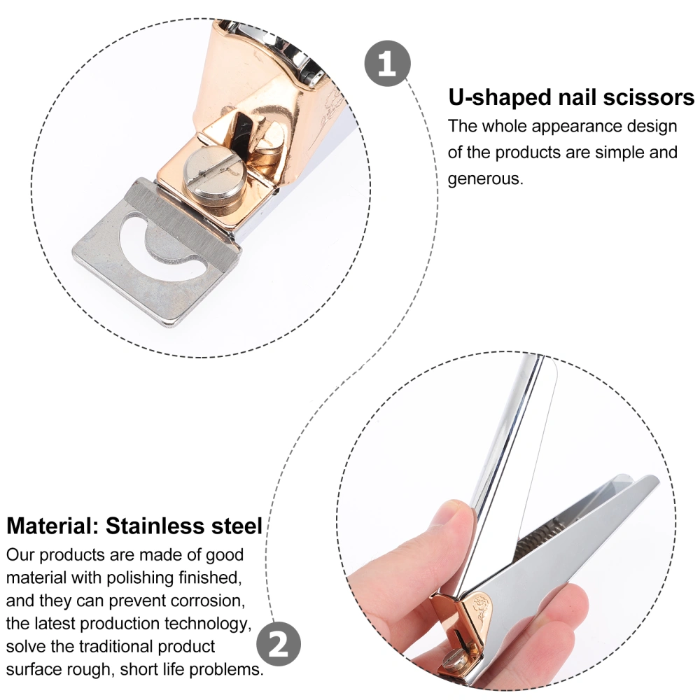 Stainless Steel Nail Clipper Extended Nail Cutter U Shaped False Nail Cutter