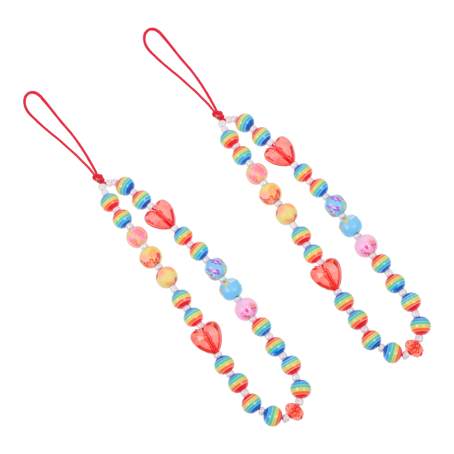 2Pcs Phone Lanyards Polymer Clay Phone Chains Beaded Phone Lanyards Decor