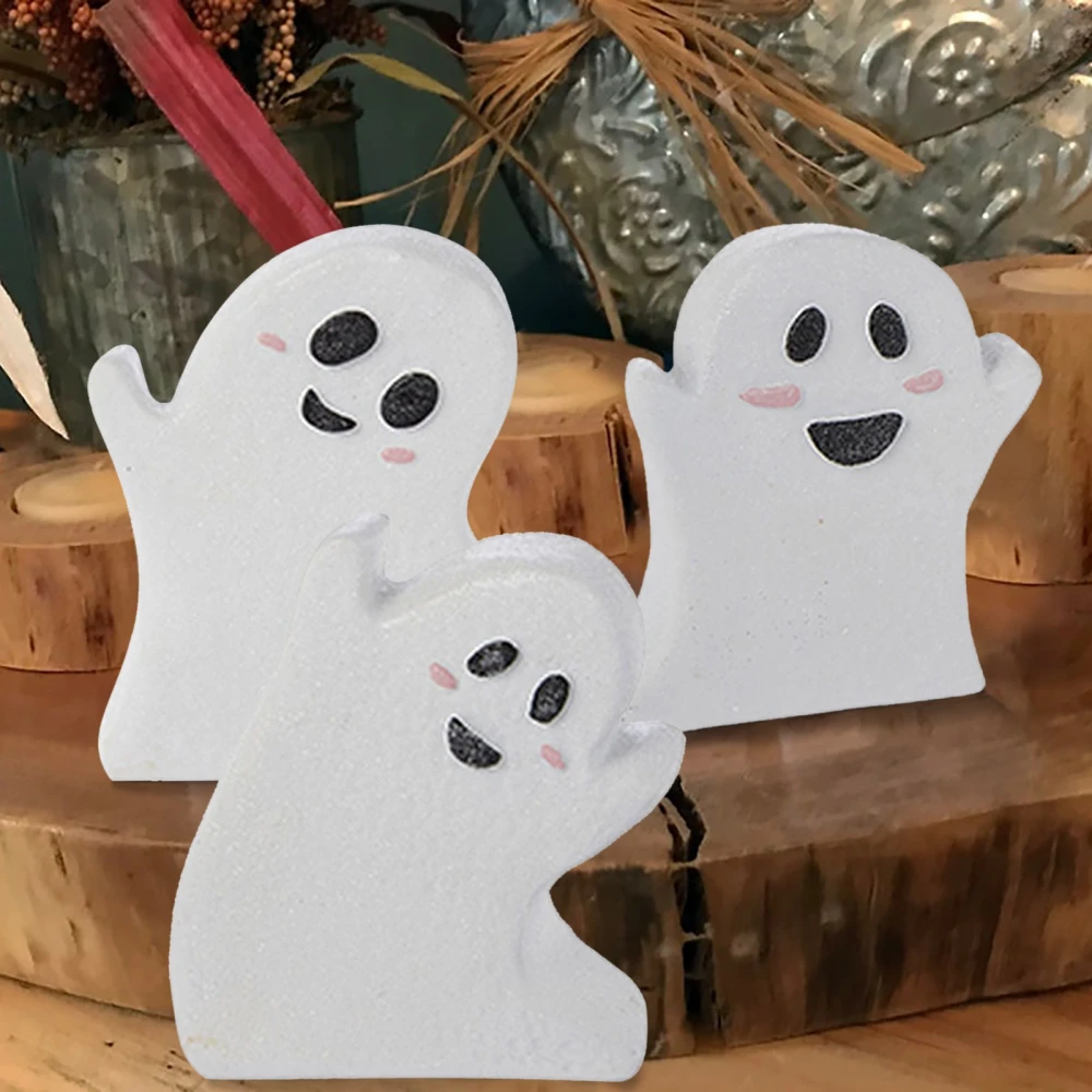 3pcs Halloween Table Decorations Halloween Wooden Tabletop Signs Decor Wood Ghost Table Centerpieces