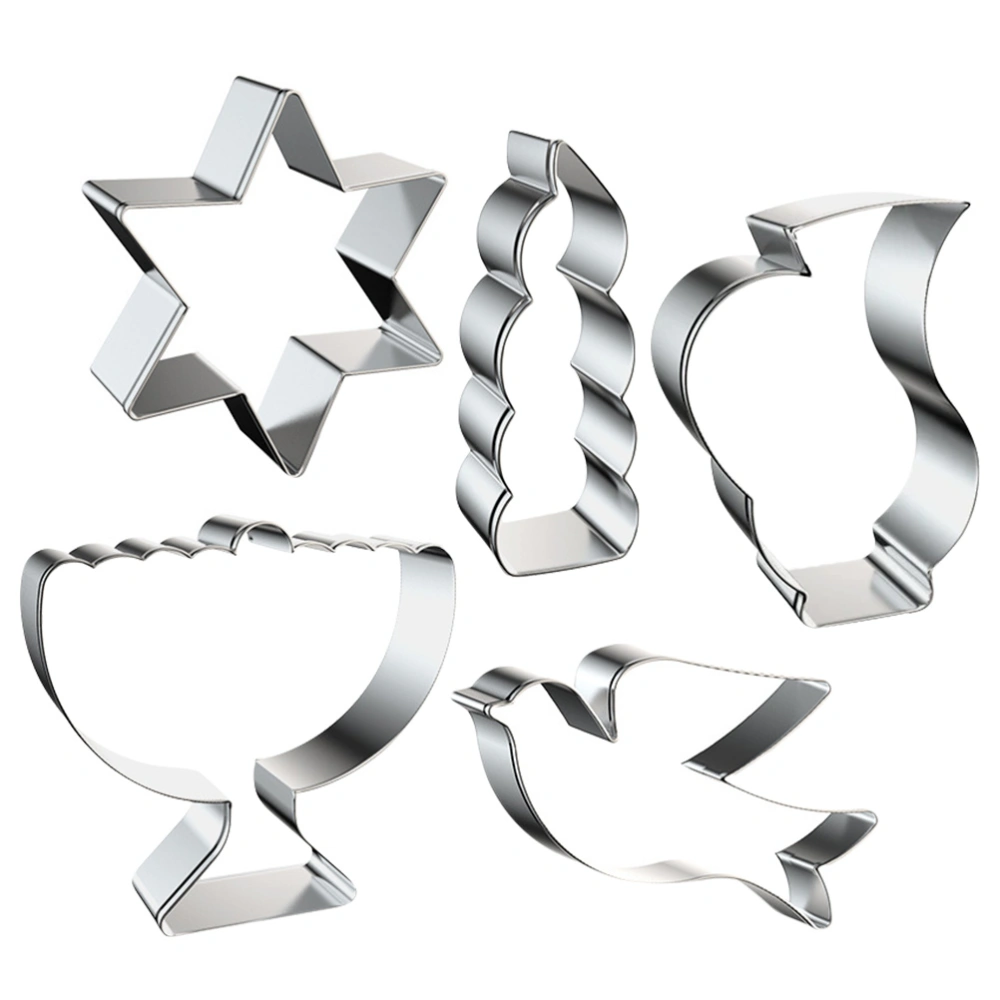 5Pcs Hanukkah Cookie Cutters Stainless Steel Cookie Molds Biscuit Molds Metal Cookie Cutters