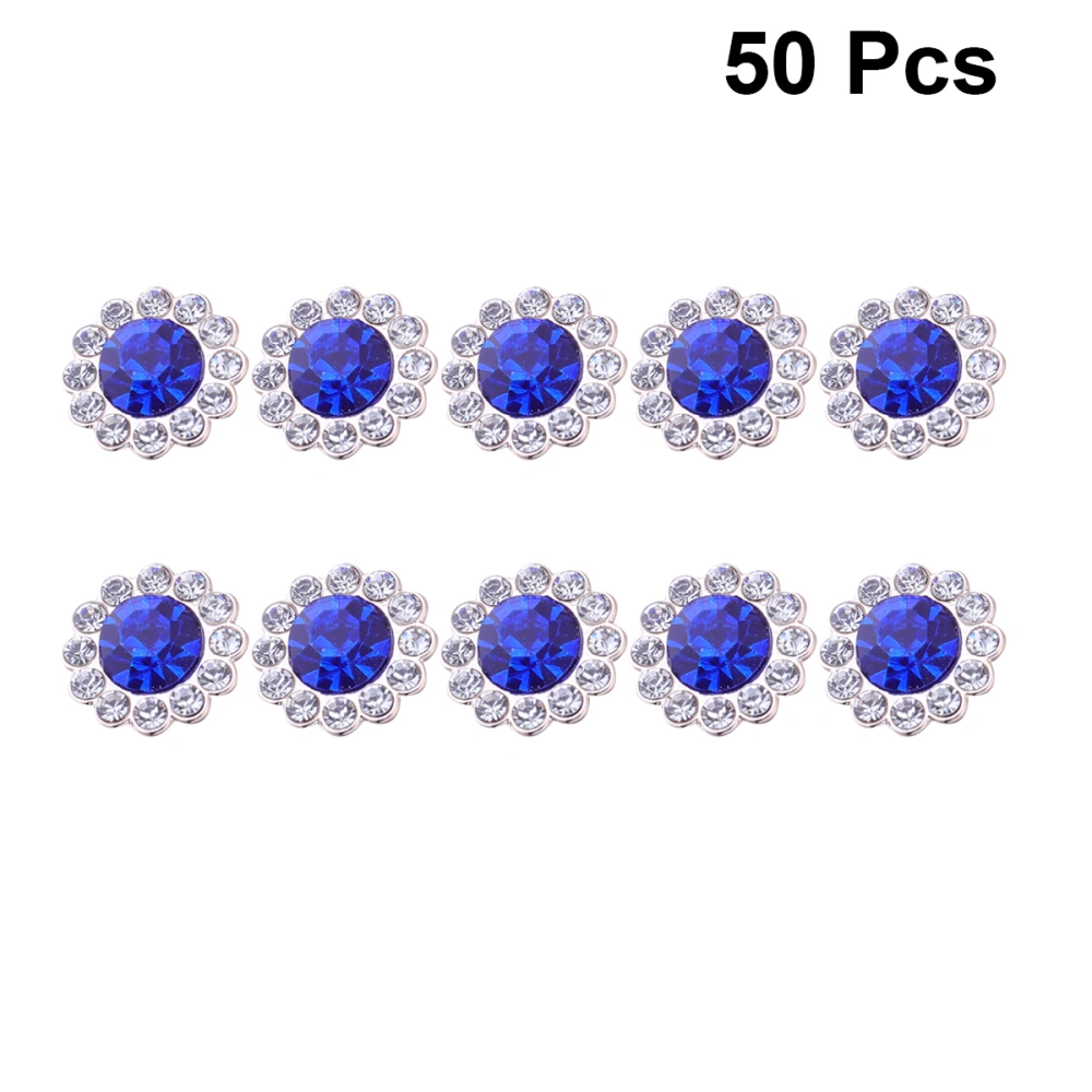 50PCS ABS Ornament DIY Accessories Exquisite Flower Shape Glue on Embellishment for Hairband Craft Decoration (Blue)