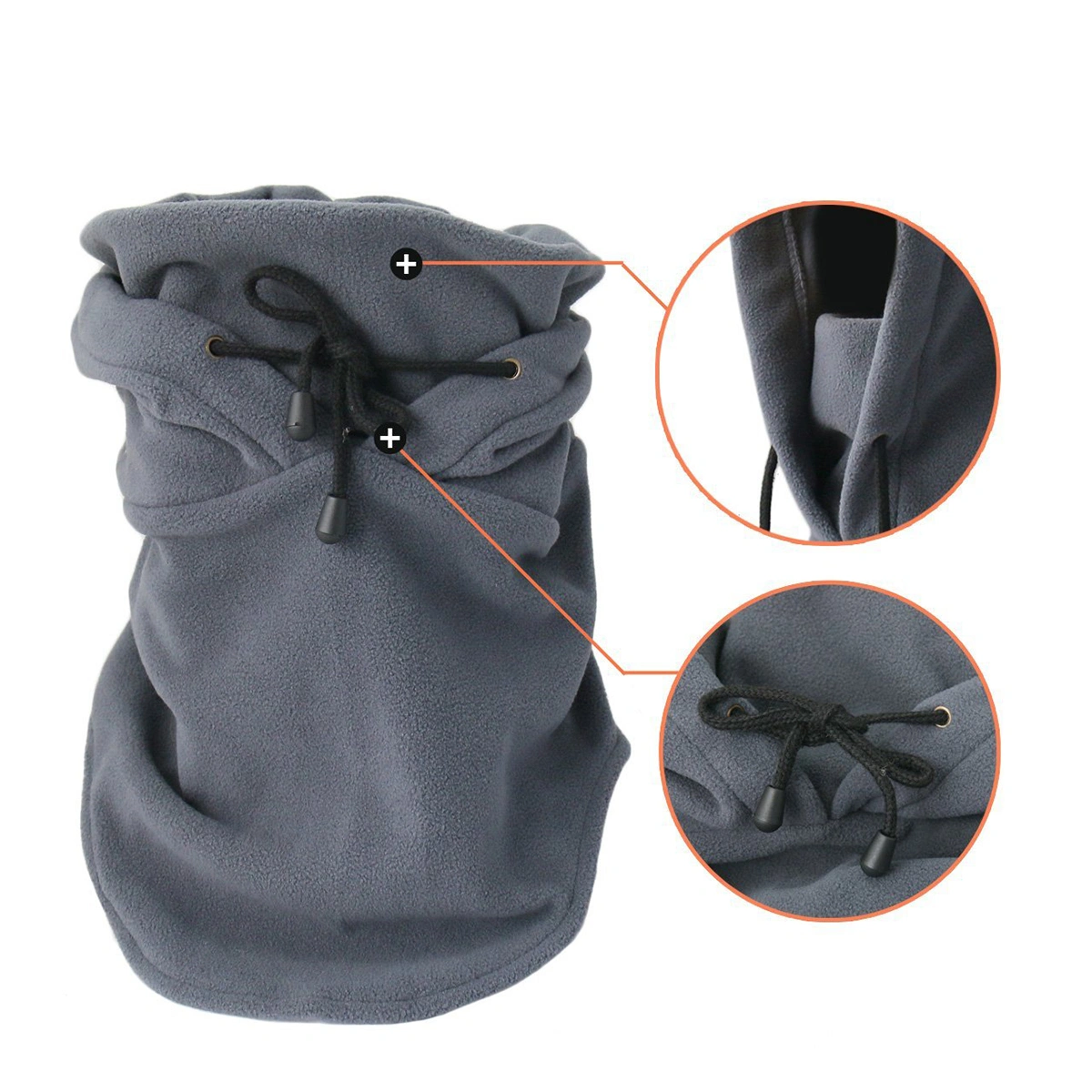 Windproof Hat Thickened Ski Face Mask Fleece Hood Sports Mask for Riding Skiing Mountaineering (Grey)