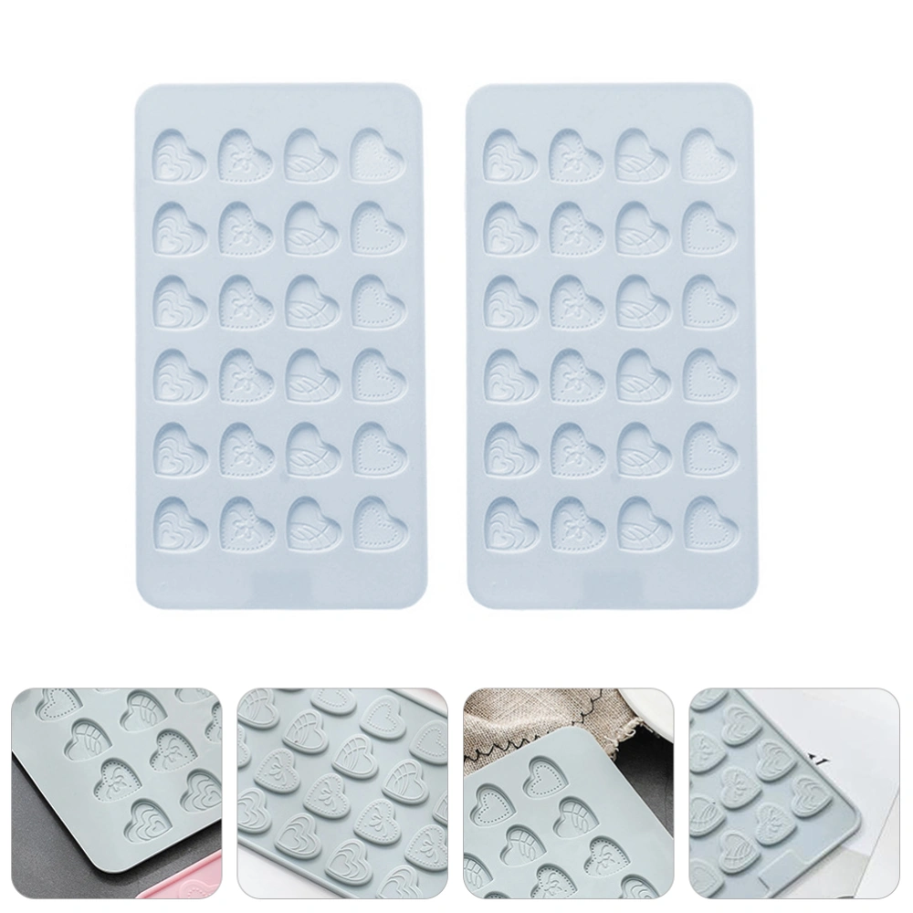 2 Pcs Silicone Heart Shaped Fondant Mould Delicate Candy Mold Chocolate Mould