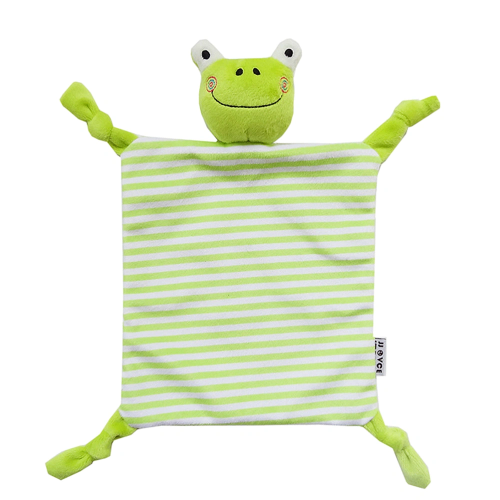 Infant Teething Cloth Square Striped Plush Snuggle Teether Blanket Baby Appease Towel Toy (Frog)