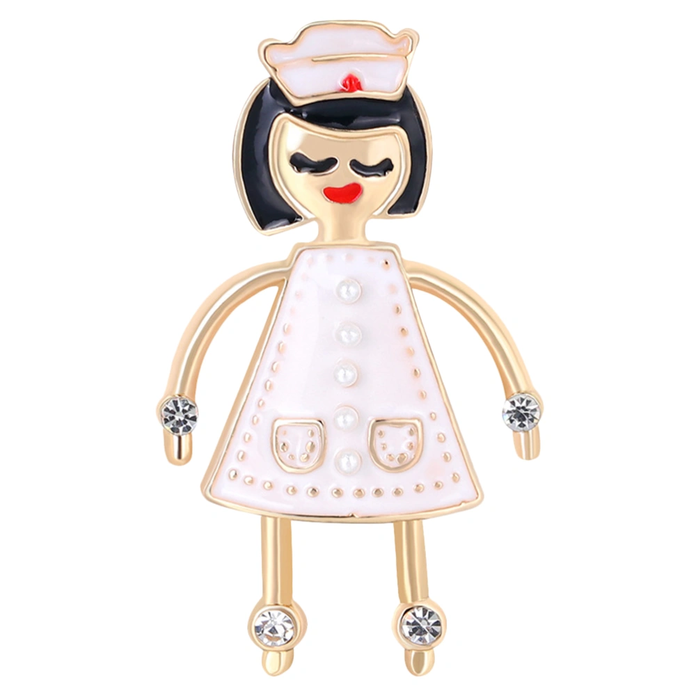 1pc Brooch Nurse Figure Cartoon Alloy Drop Oil Lady's Corset Breatpin Clothes Pin Elegant Girl Brooch Clothes Decorative Brooch for Women Lady (Colorful)