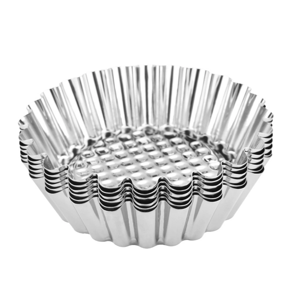 16pcs Stainless Steel Egg Tart Molds Chrysanthemum Design DIY Baking Cup Reusable Tartlet Bakeware