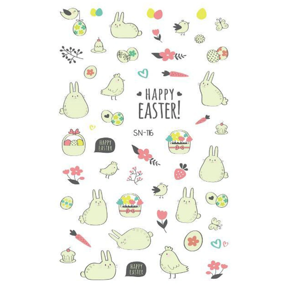 10 Sheets Easter Self-Adhesive Kids Nail Stickers 3D Nail Decals Cartoon Nail Pasters Mnicure Accessories