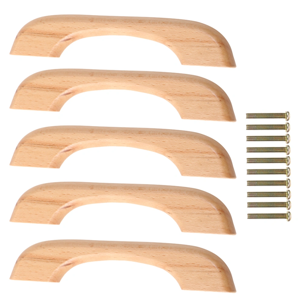 5pcs Kitchen Cabinet Furniture Handle Solid Wooden Cabinet Handles with 10 Screws