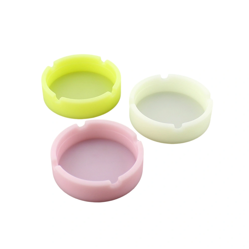 3 Pcs Round Silicone Ashtray Unbreakable Heat Resistant Cigar Ashtray with Luminous (8.3x2.3cm)