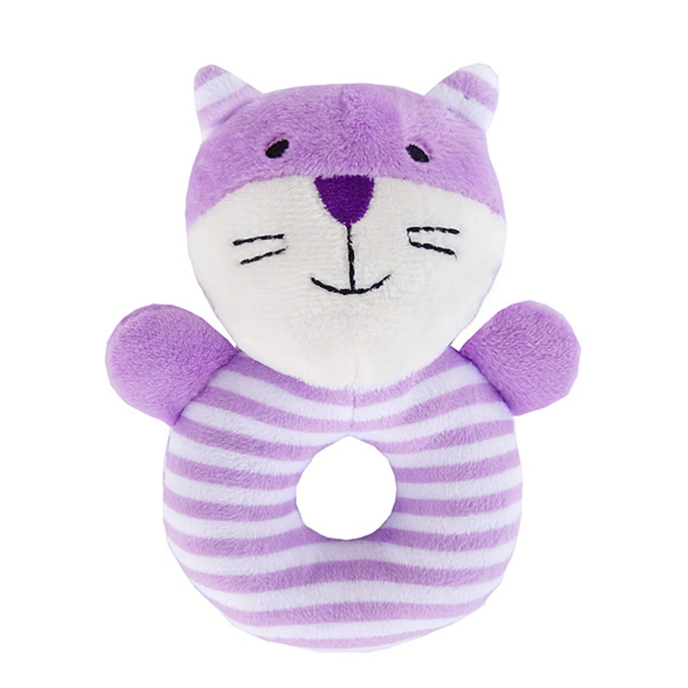 Animal Baby Hand Rattle Squeaker Developmental Educational Animal Rattles Infant Baby Toys (Purple Cat)