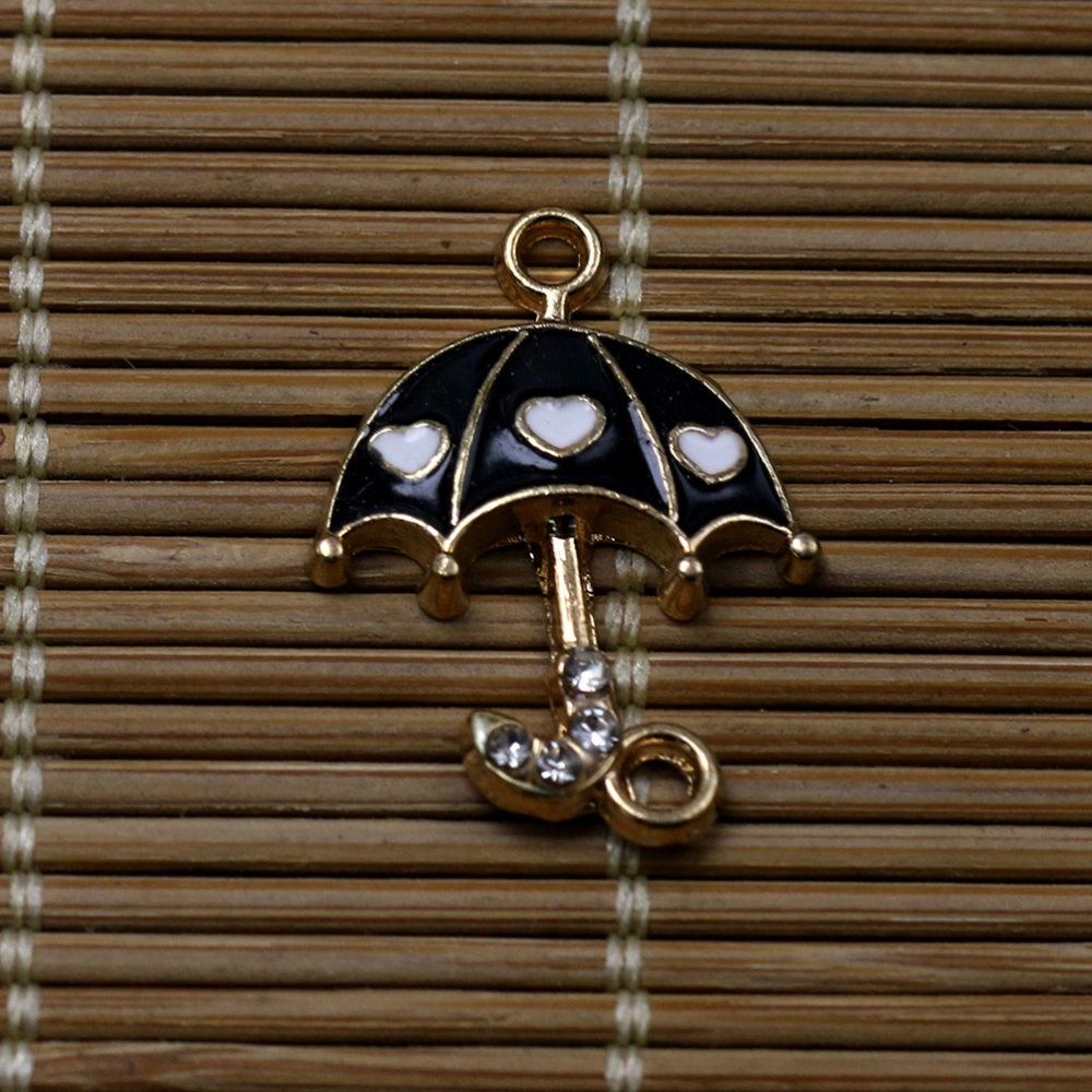 10pcs Alloy Dripping Umbrella Shaped DIY Key Chain Pendant Bracelet Necklace Accessories Pendant (Black)
    