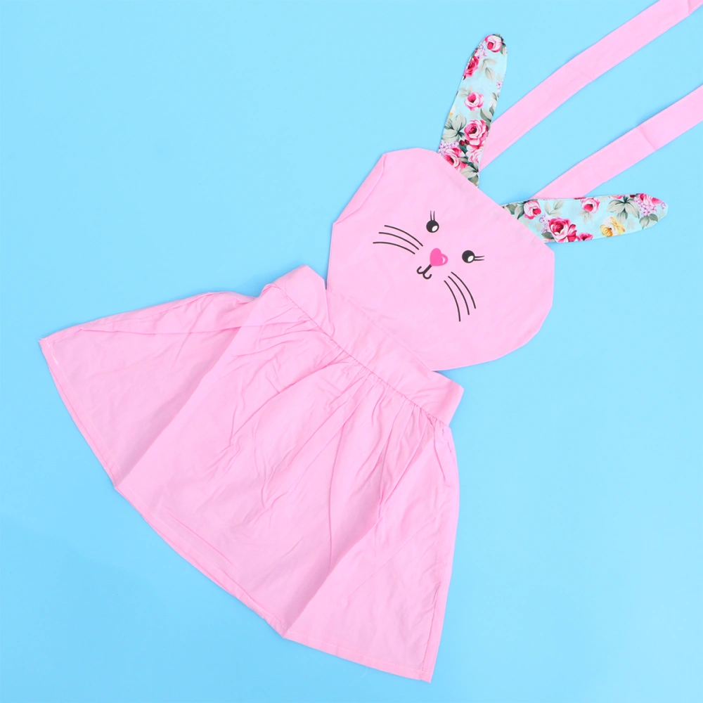 Easter Long Rabbit Ear Skirt Party Sleeveless Skirt Beautiful Flower Pattern Skirt Girls Party Costume (Pink, 110cm)