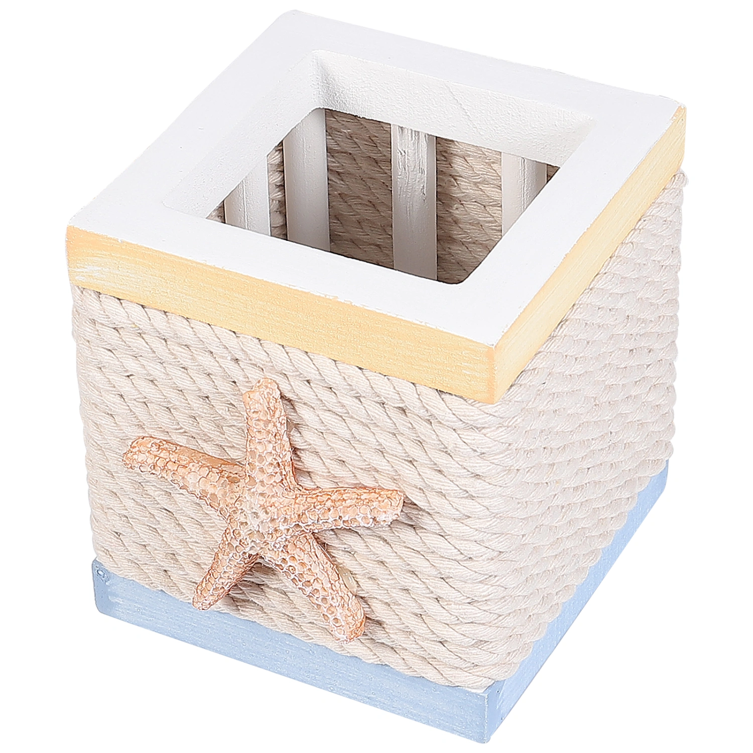1Pc Mediterranean Style Pen Holder Stylish Handmade Wooden Pen Container