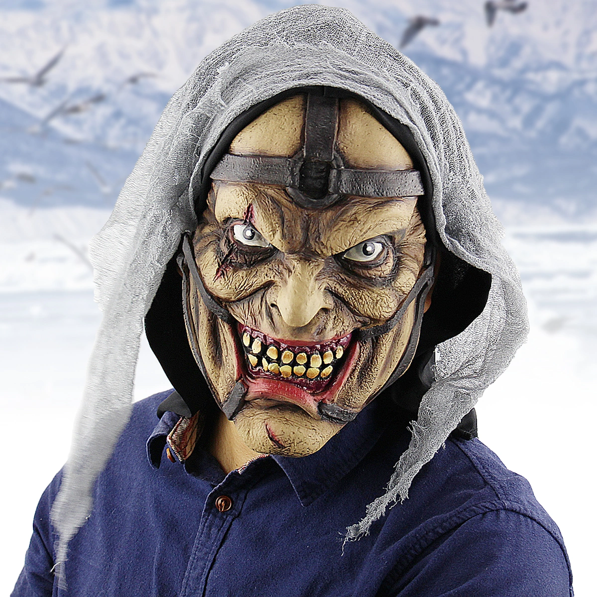 Halloween Cosplay Mask Horrific Mask Creepy Terrifying Toothy Wizard Mask