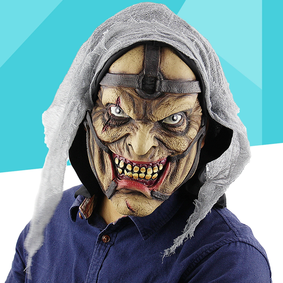 Halloween Cosplay Mask Horrific Mask Creepy Terrifying Toothy Wizard Mask