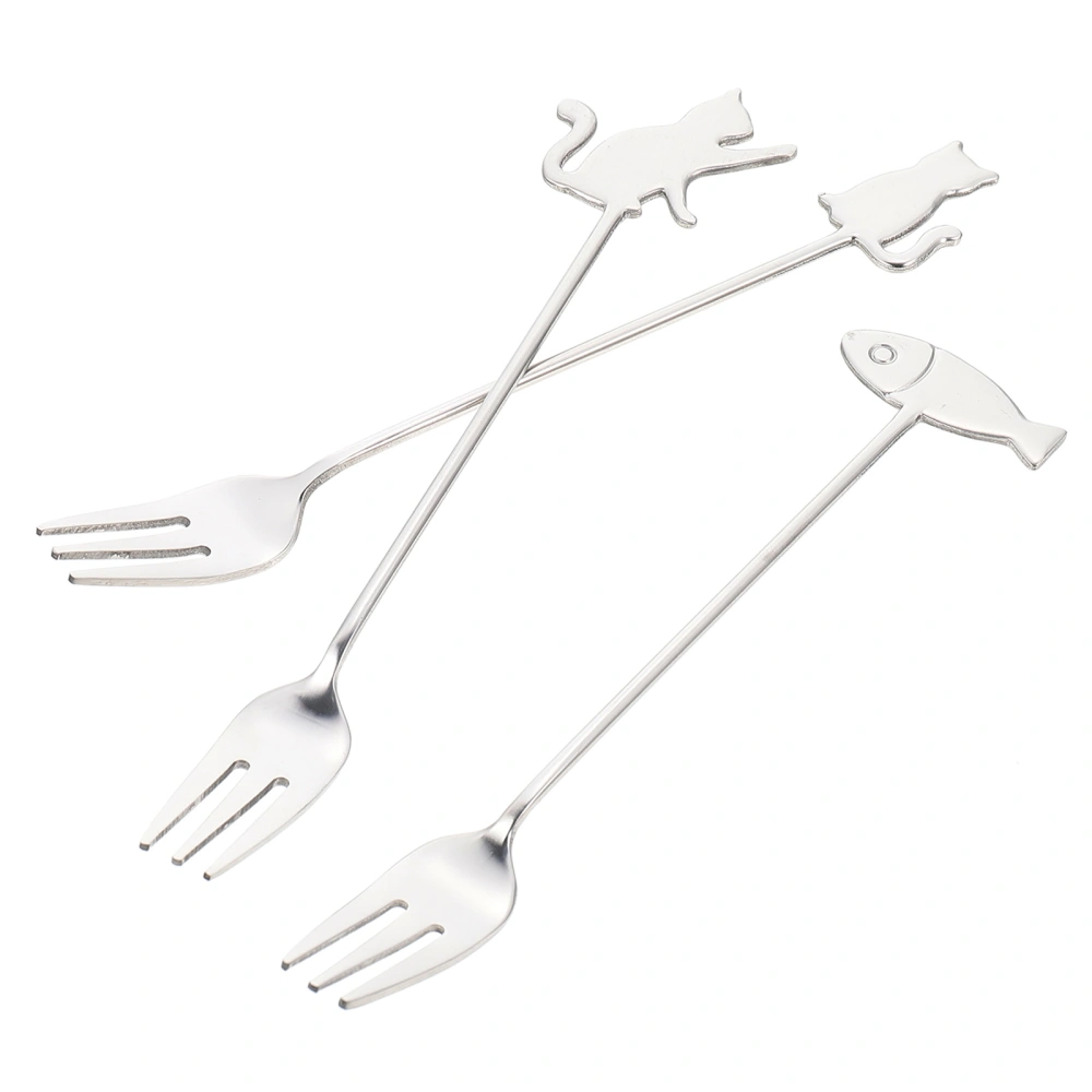 3Pcs Multi-function Cake Forks Delicate Food Forks Convenient Dessert Forks Cake Accessory