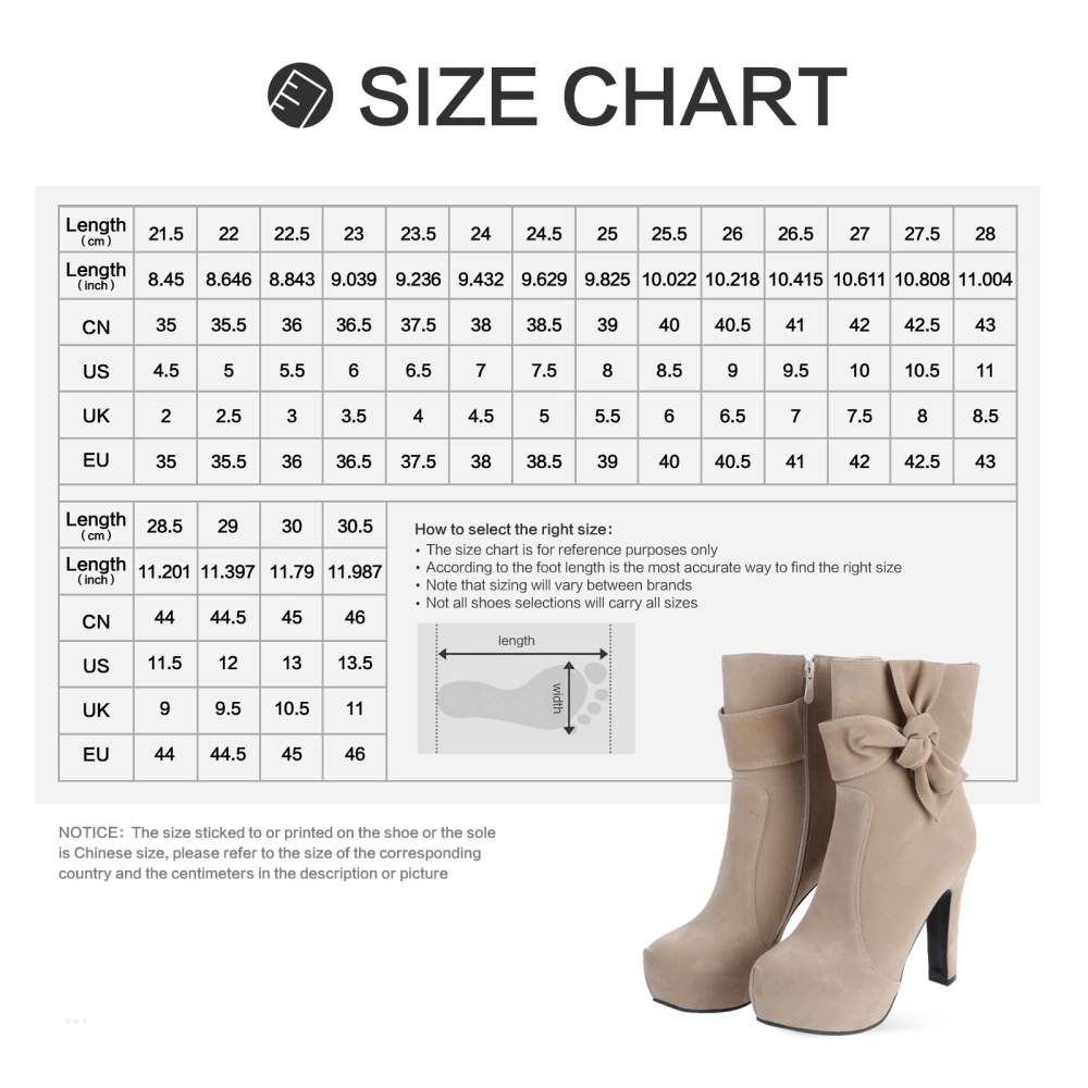 1 Pair Women Short Boots All-match Bowknot Boots Sexy High Heel Shoes