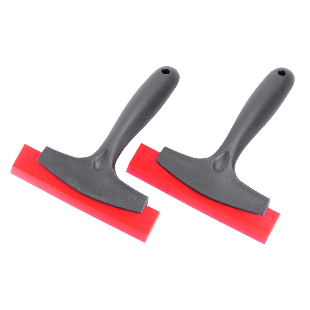 2 Pcs Snow Shovel Car Snow Scraper Glass Protective Ice Spade Anti-slip Snow Cleaner for Windshield with Rubber (Red)