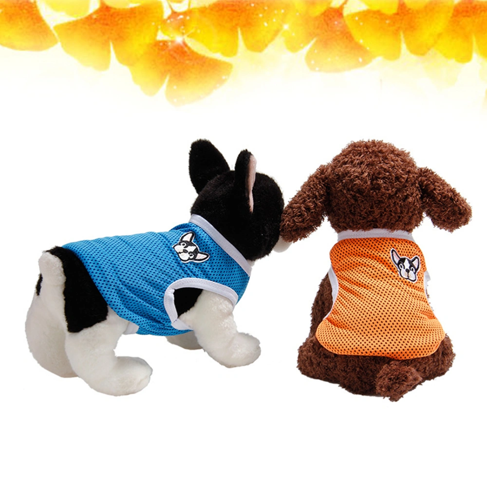 2pcs Creative Pet Outdoor Coat Hollow-out Clothes Breathable Pet Vest for Puppy Dog (1pcs Blue, 1pcs Orange, Size M)