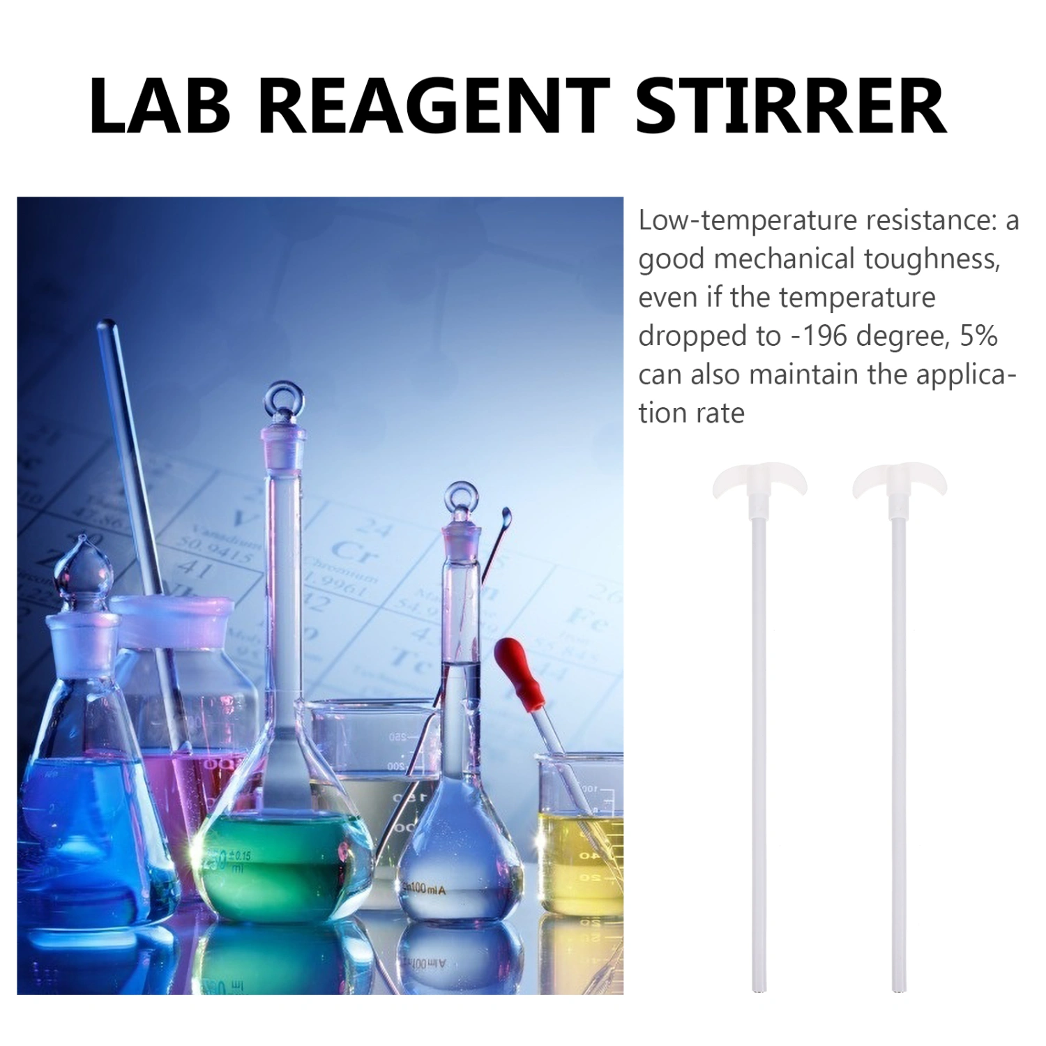 1Pc PTFE Stir Bar Alkali Resistance Mixing Paddle Chemistry Reagent Stirrer