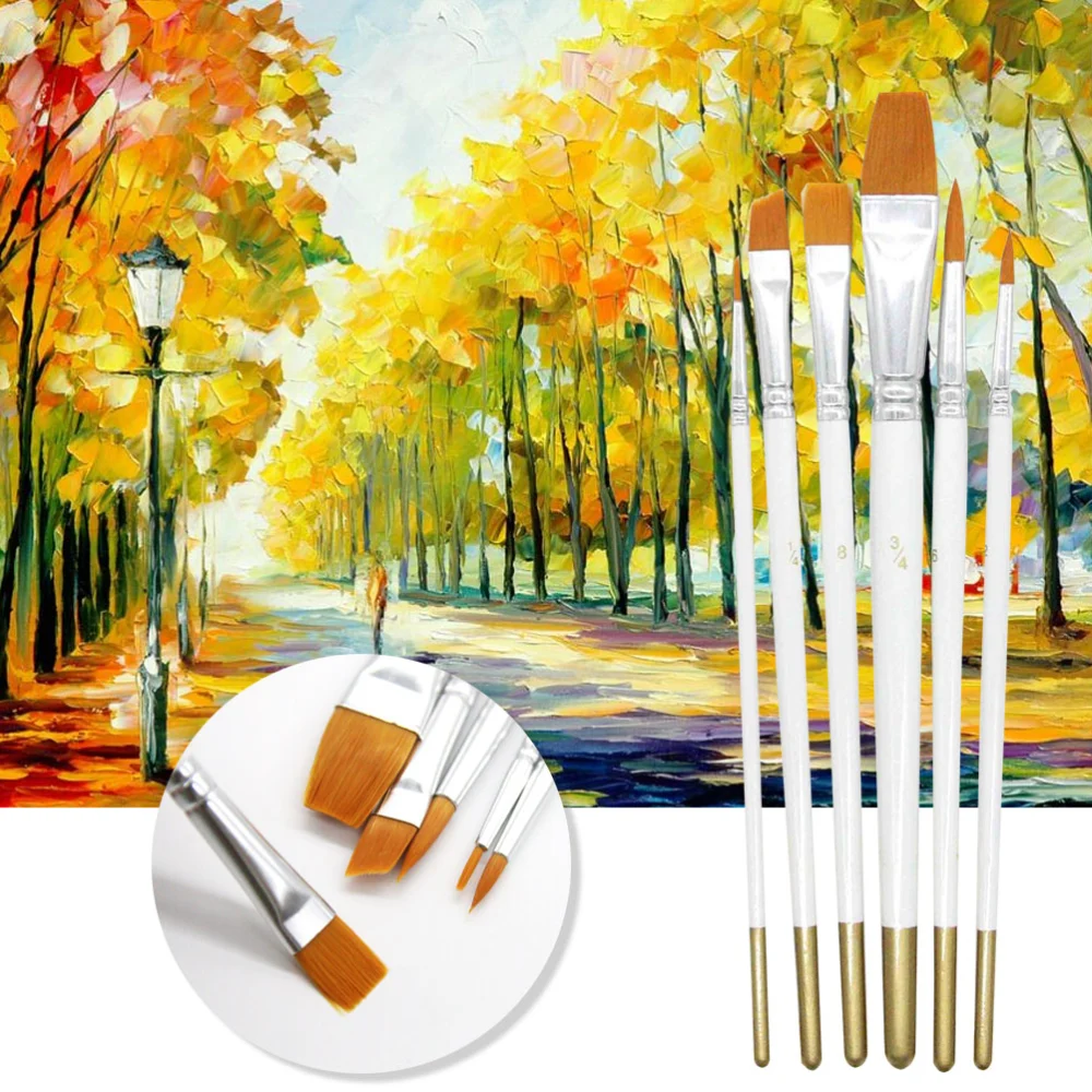 6pcs Painting Brush Sets Painting Pens Art Painting Tool Sets for Watercolor Oil Gouache Painting