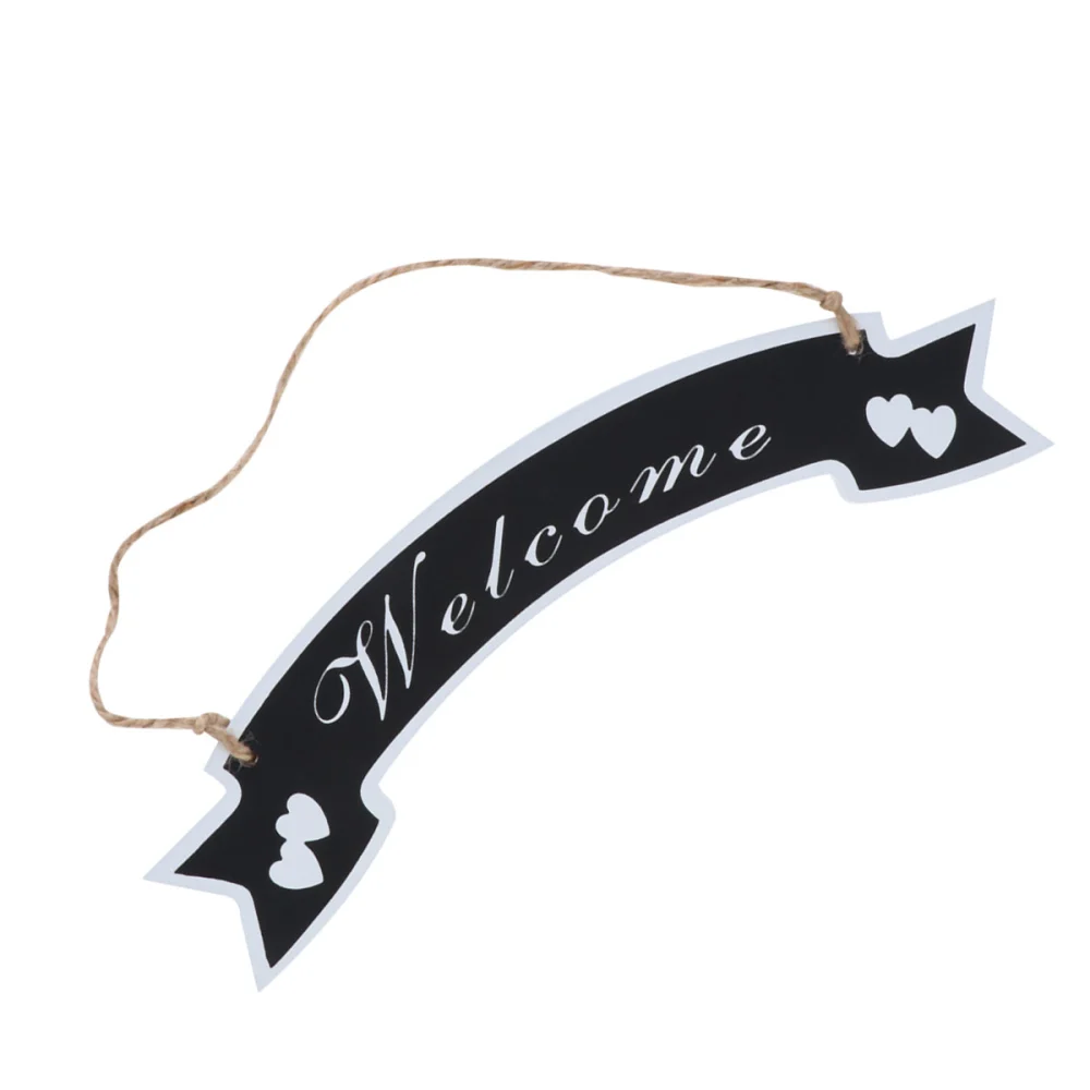 Welcome Door Plate Wood Door Hanging Board Fashion Door Hanging Tag Black