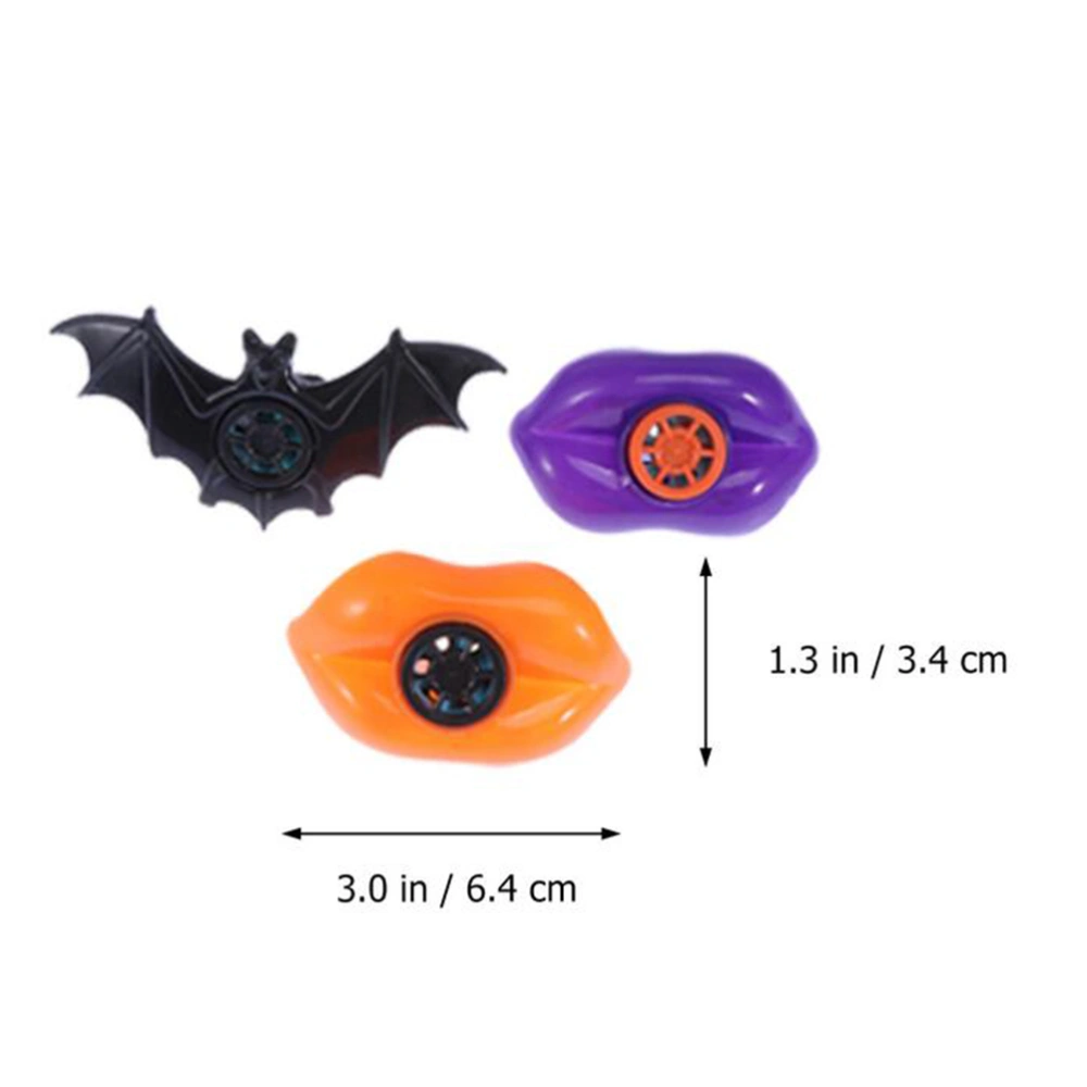 3PCS Halloween Bat and Lip Whistle Plastic Funny Whistle Toy Party Favors for Kids