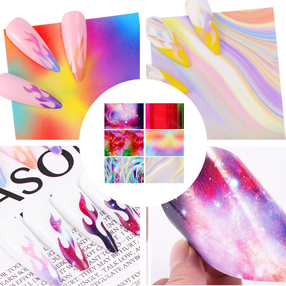 6Pcs Nail Art Stickers Women Nail Decals Beautiful Designs for Nails DIY Decor