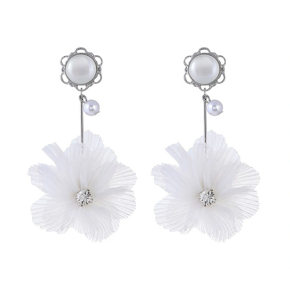 Lace Decoration Earrings Pearl White Flower Women Earrings Fashion Jewelry Women Party Earrings