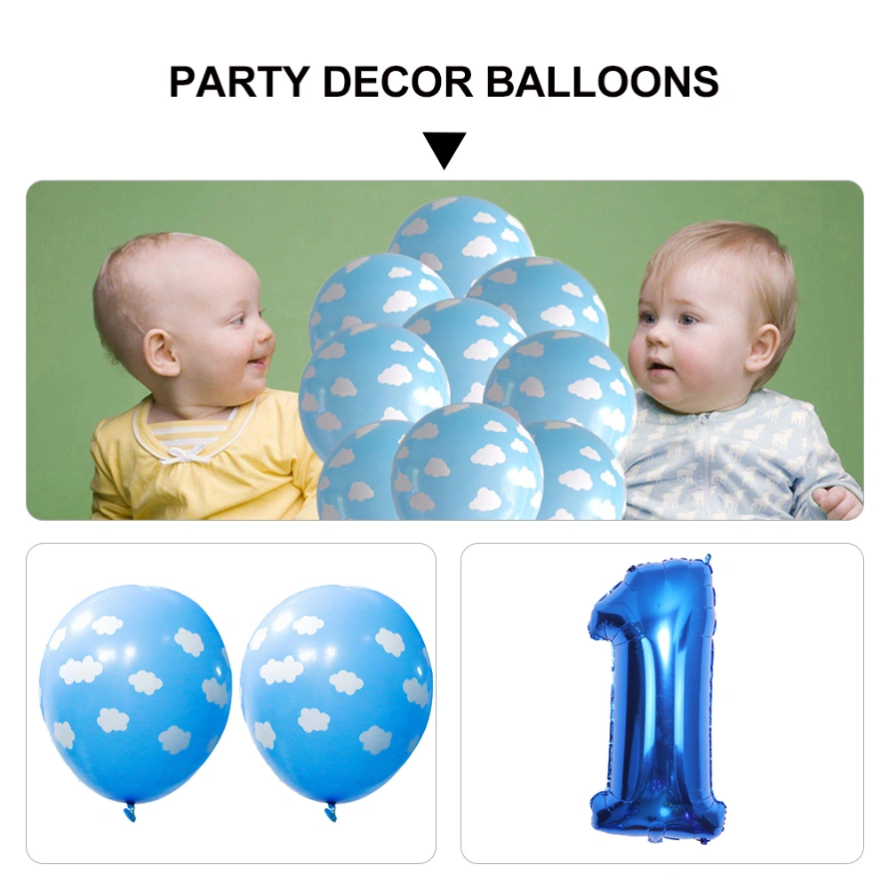 12 Pcs Latex Balloons Baby Birthday Party Balloons Cloud Printed Balloons