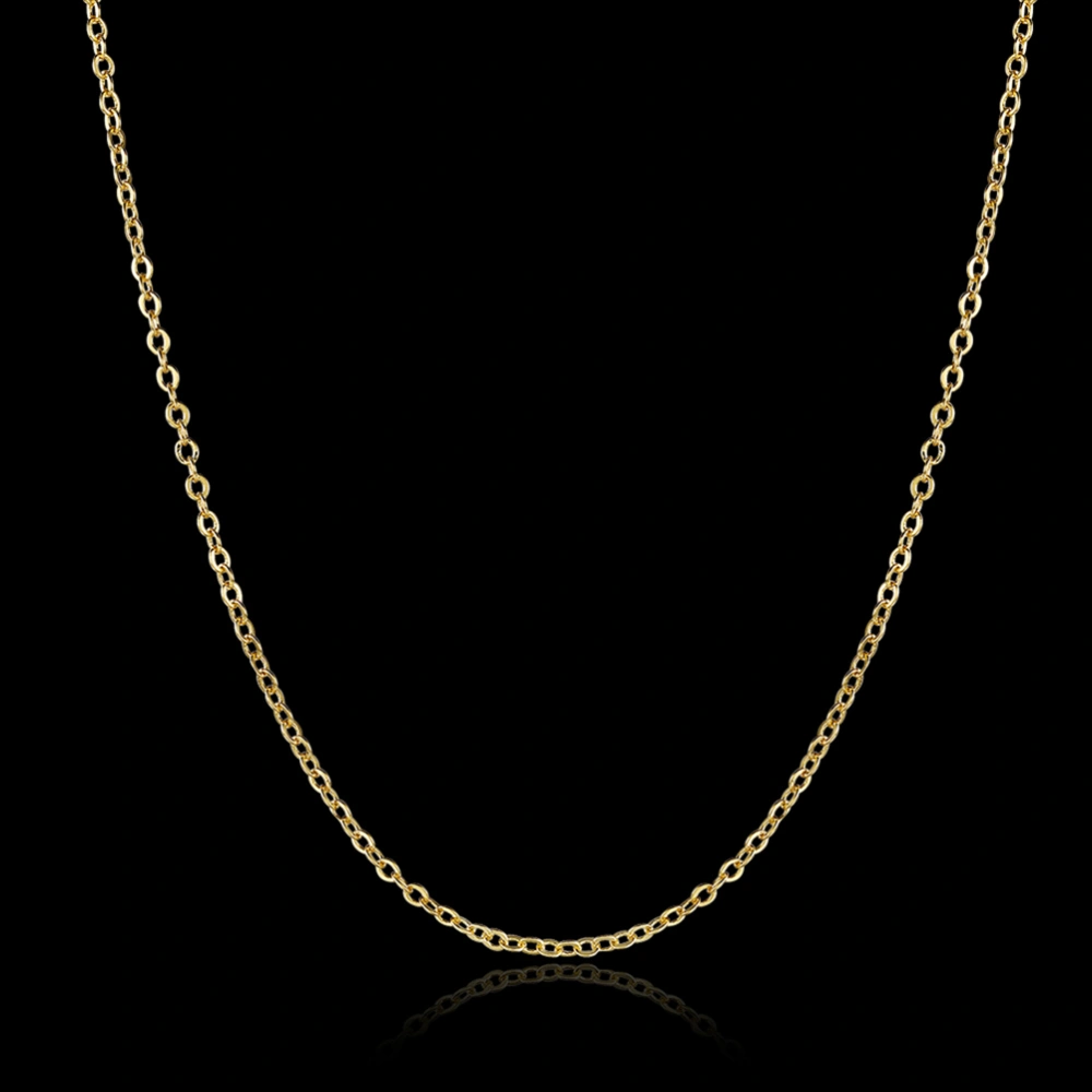 18K Yellow Gold Round Cable Chain Pendant Necklace