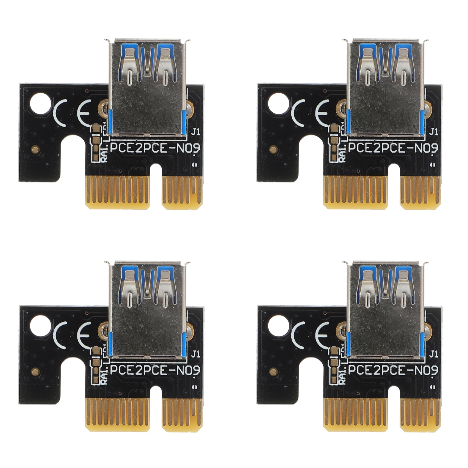 4pcs Premium PCI-E 1X to 16X Adapter Cards Computer Part Accessories (Black)