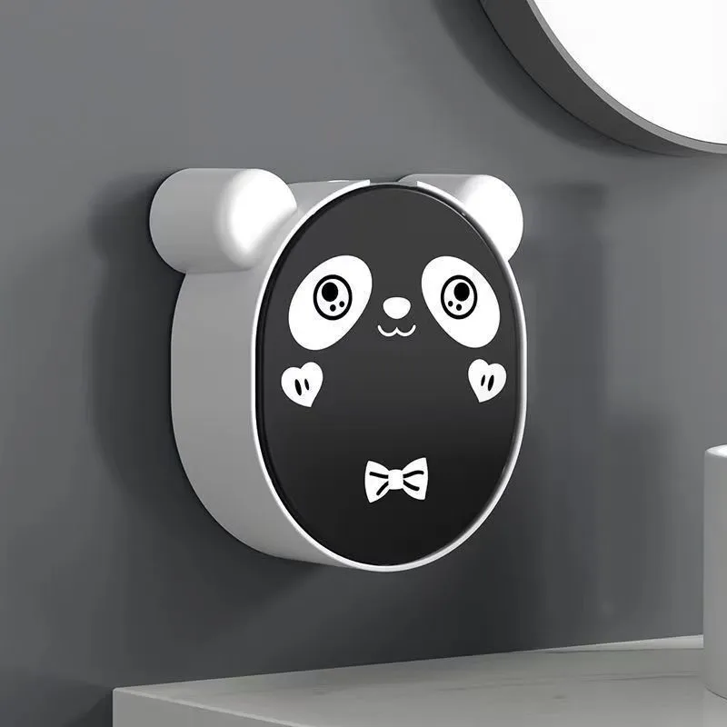 2pcs Household Soap Case Adorable Panda Look Soap Box Wall Mount Soap Box Soap Drain Box for Bathroom