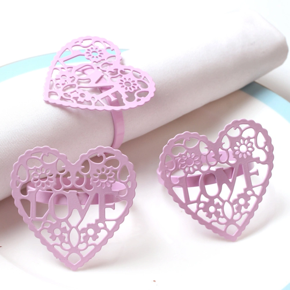 2 Pcs Napkin Buckles Heart Design Napkin Rings Decorative Wedding Napkin Clasps