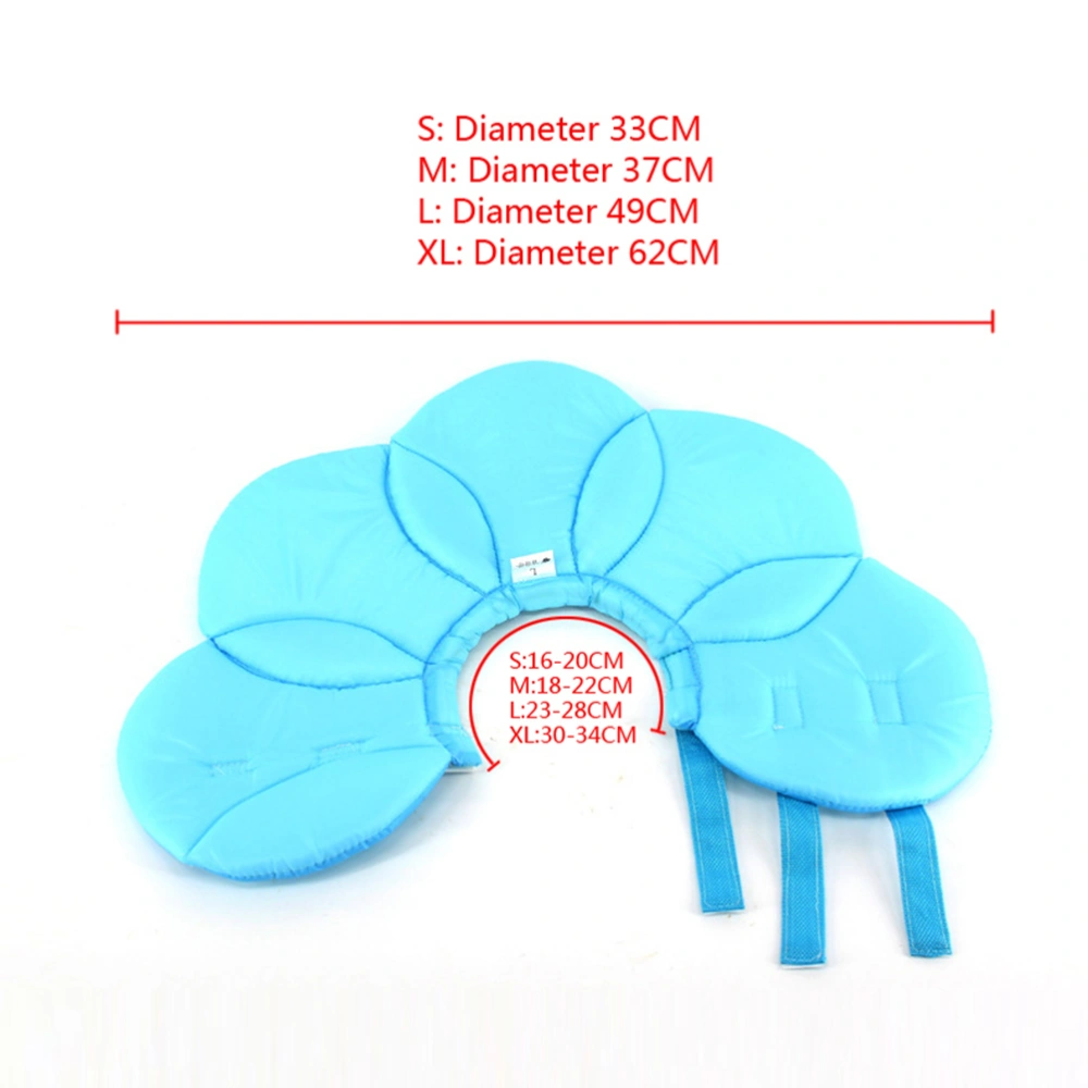 Protective Cover Polyester Sponge Flower Pet Collar Dog Anti-Bite and Break Free Collar Blue（L）