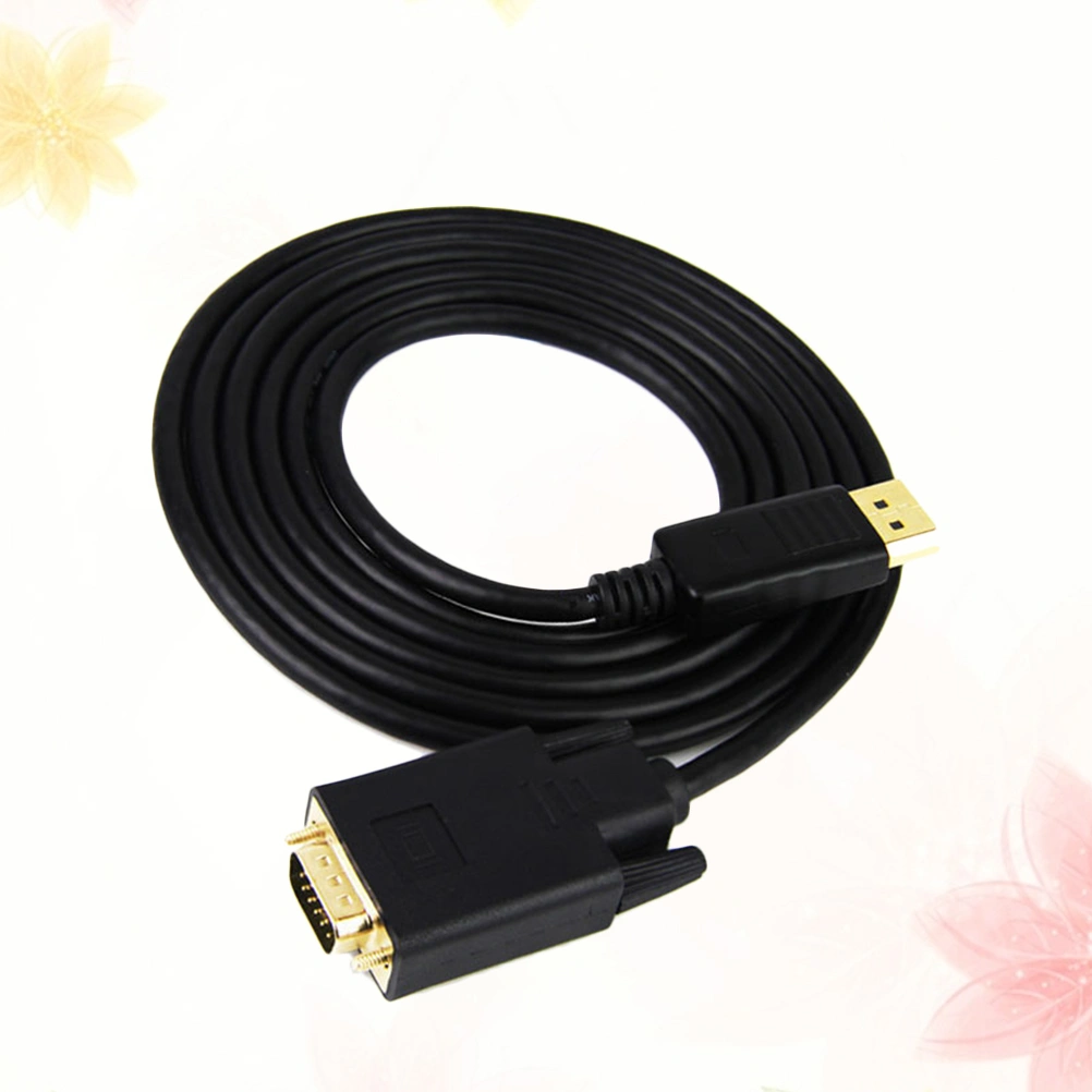 DisplayPort to VGA Adapter Converter Cable DP to VGA Audio Video Cord Wire Line for Computer Projector TV Laptop (Black)