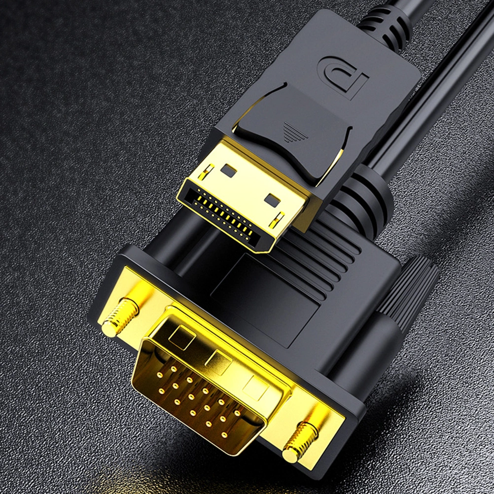 DisplayPort to VGA Adapter Converter Cable DP to VGA Audio Video Cord Wire Line for Computer Projector TV Laptop (Black)