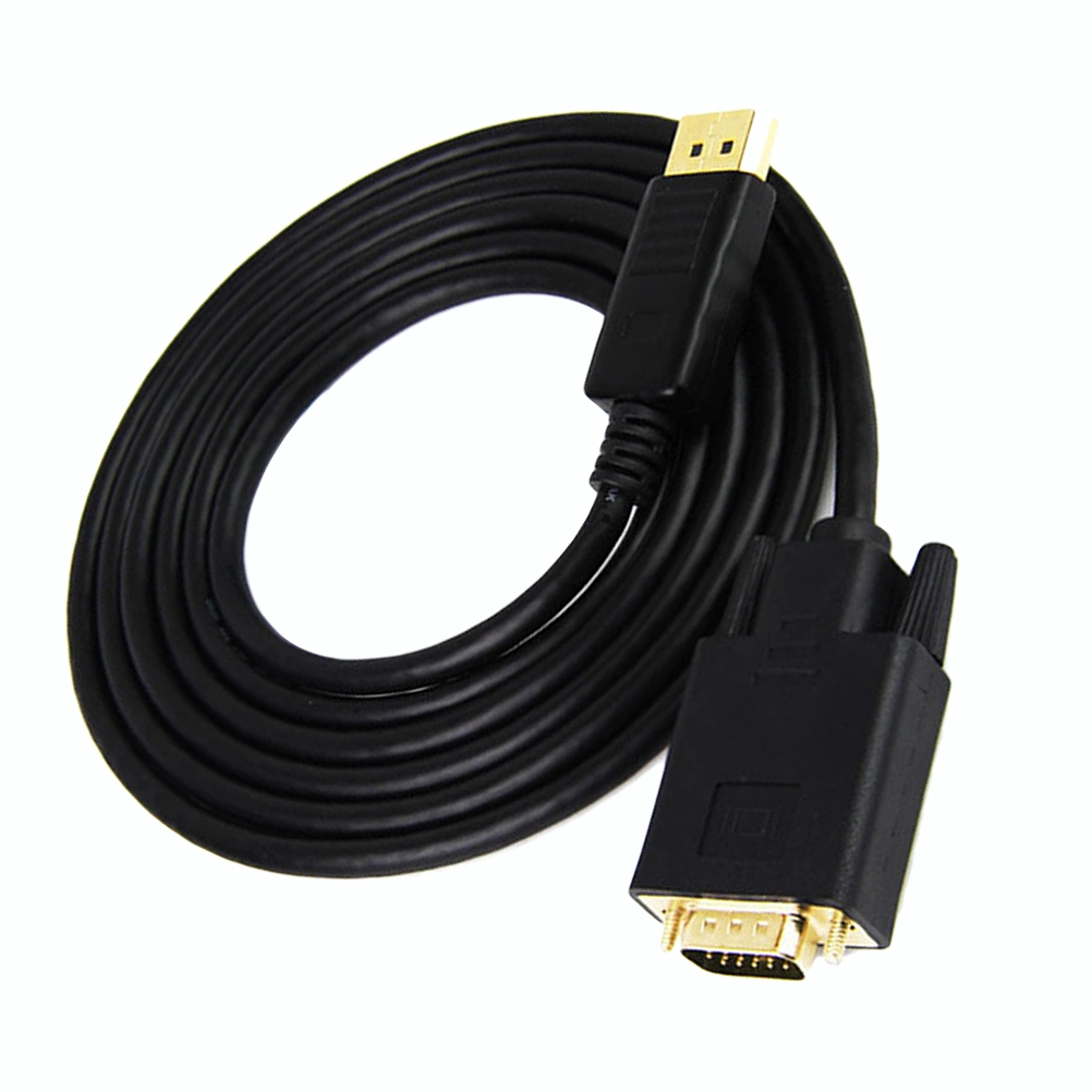 DisplayPort to VGA Adapter Converter Cable DP to VGA Audio Video Cord Wire Line for Computer Projector TV Laptop (Black)