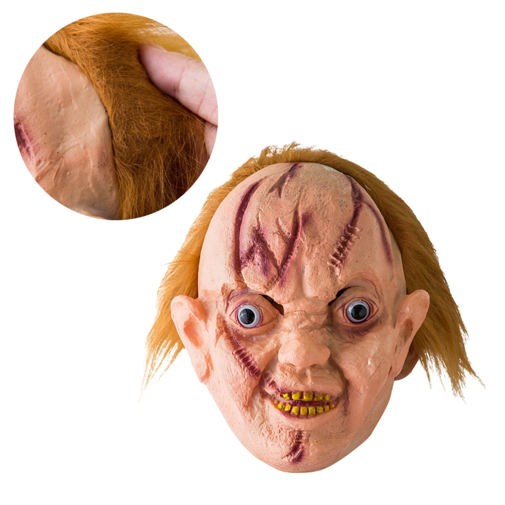 Halloween with Hair and Scars Mask Silicone Cosplay Masks Costume Prop Accessory Masquerade Mask for Bar and Party