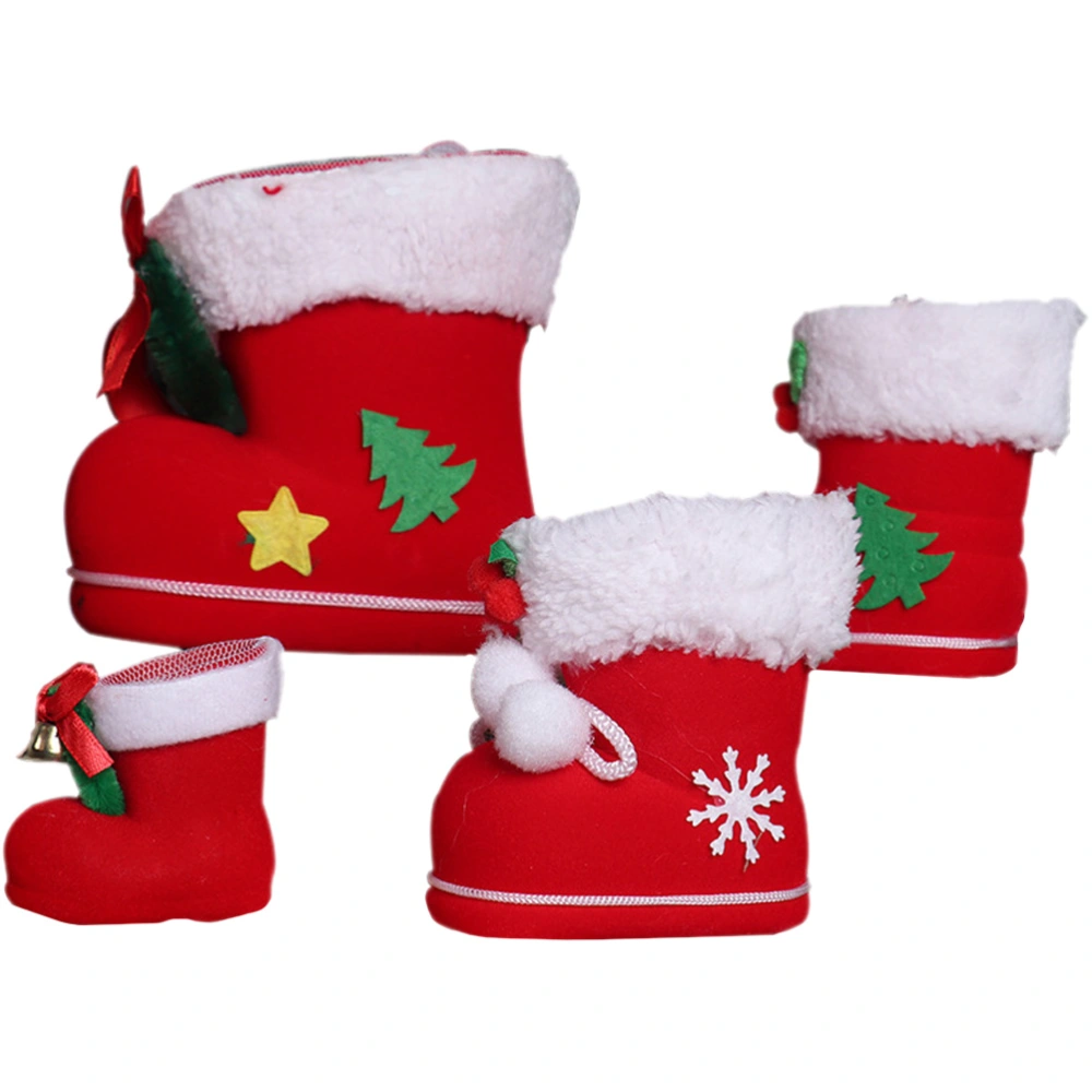 4pcs Christmas Candy Boot Bags Gift Bags Candy Bags Boots Shaped Xmas Gift Container